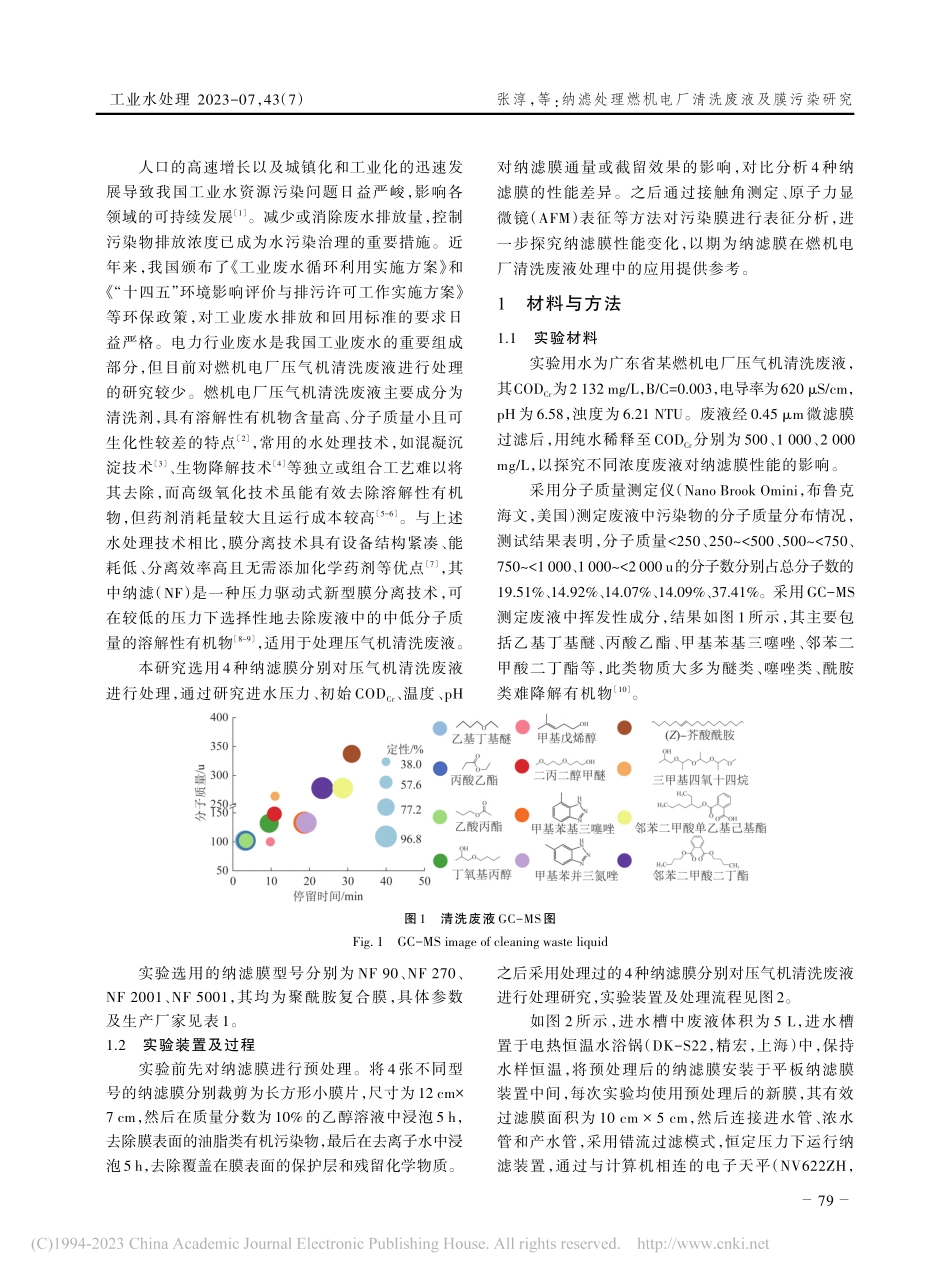 纳滤处理燃机电厂清洗废液及膜污染研究_张淳.pdf_第2页
