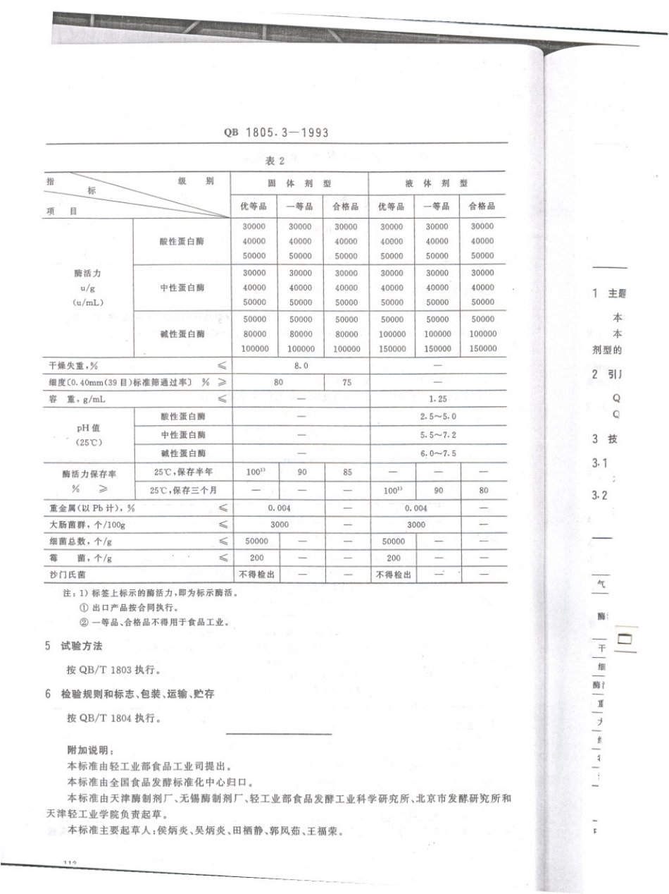 QB 1805.3-1993 工业用蛋白酶制剂.pdf_第2页