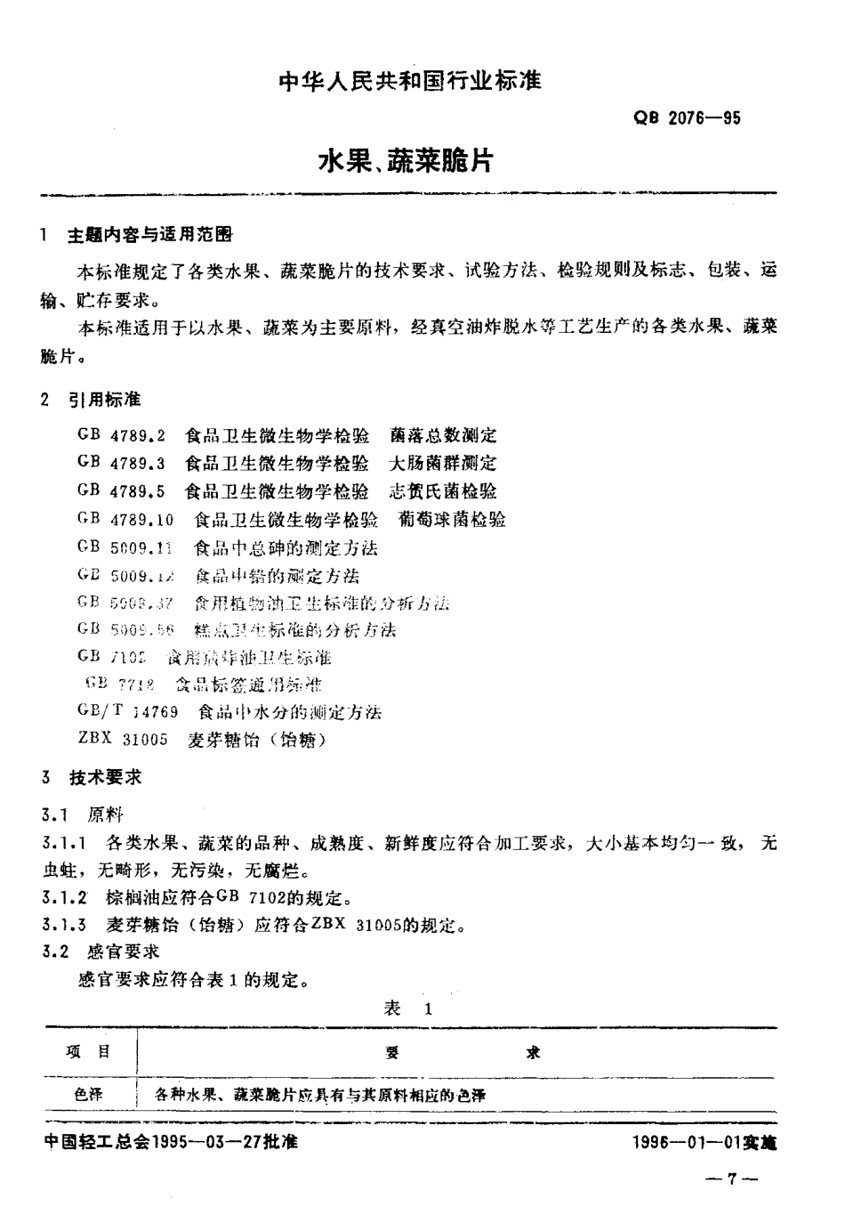 QBT 2076-1995 水果、蔬菜脆片.pdf_第2页