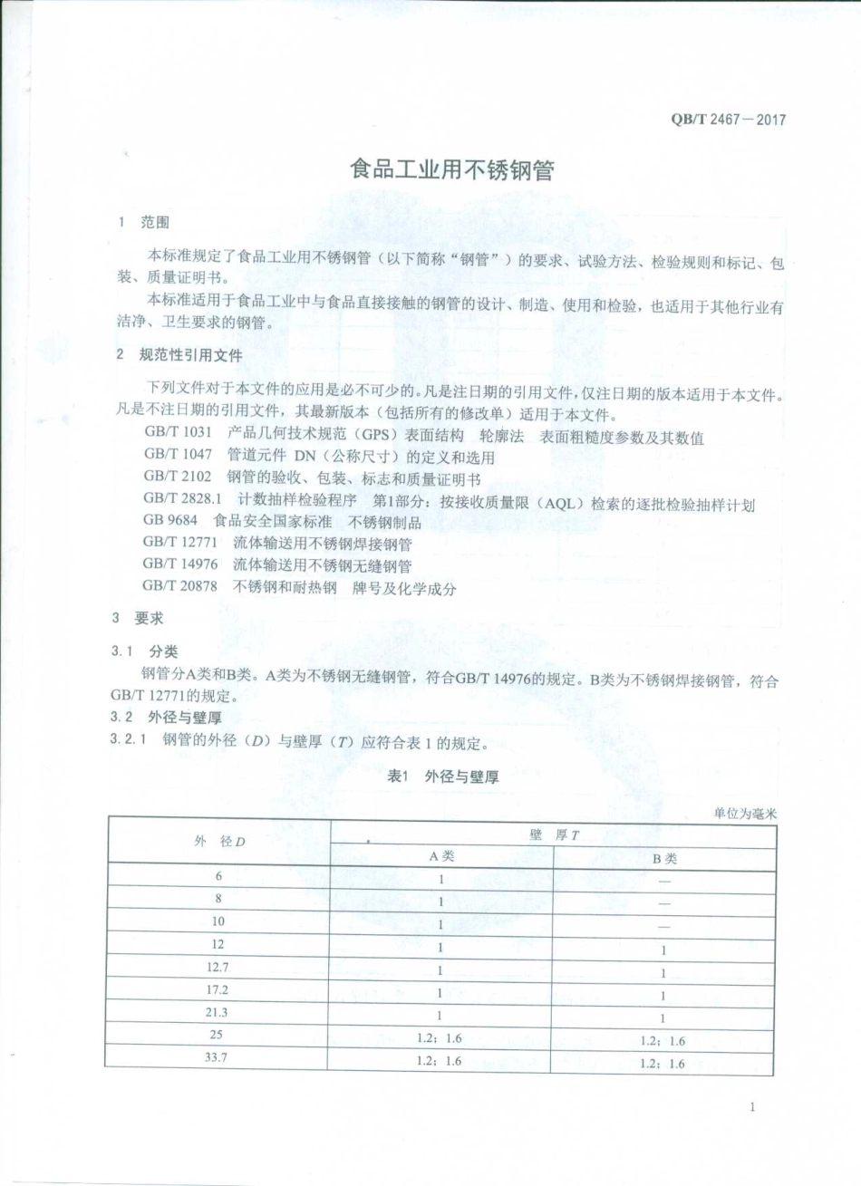 QBT 2467-2017 食品工业用不锈钢管.pdf_第3页