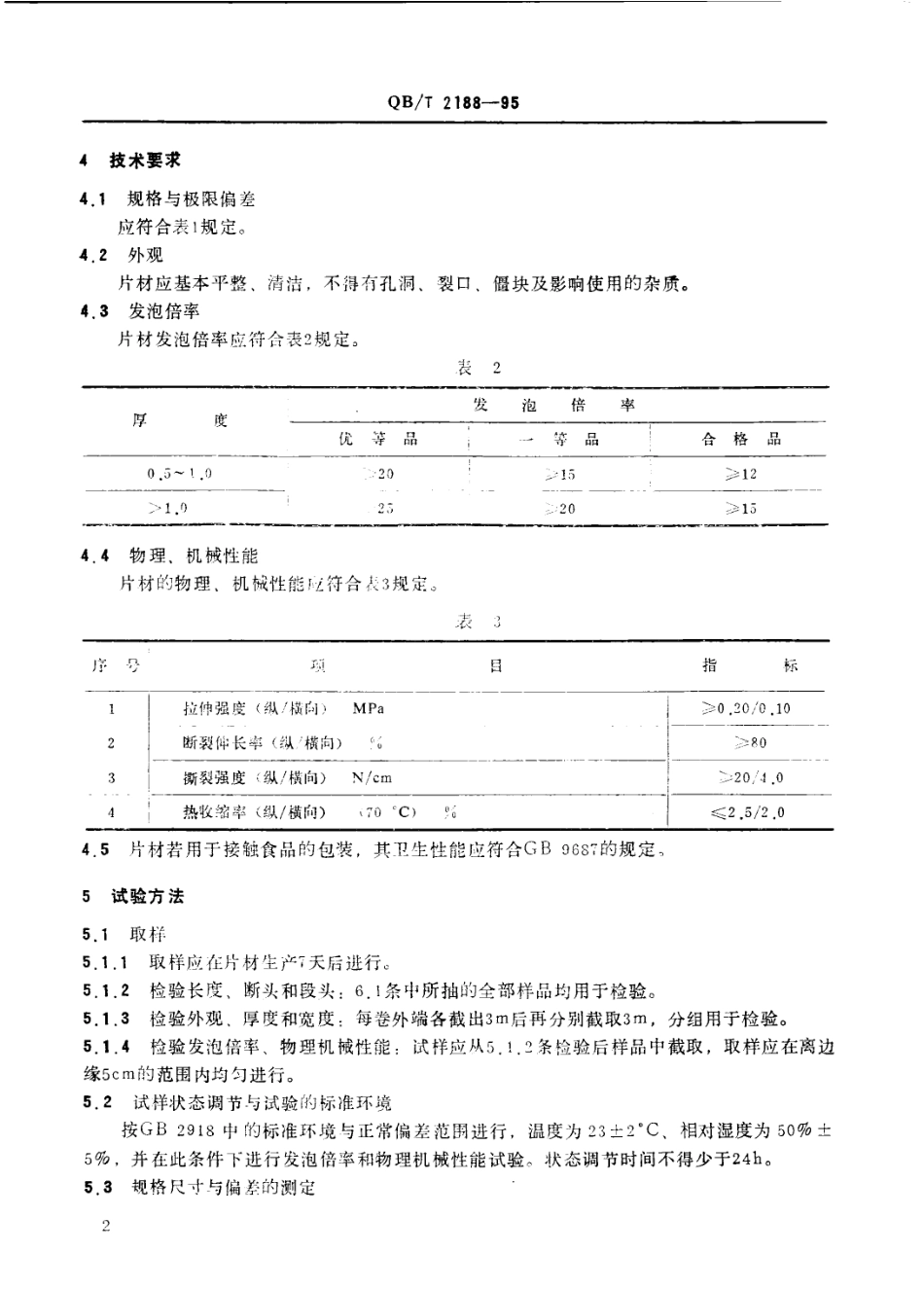 QBT 2188-1995 高发泡聚乙烯挤出片材.pdf_第3页