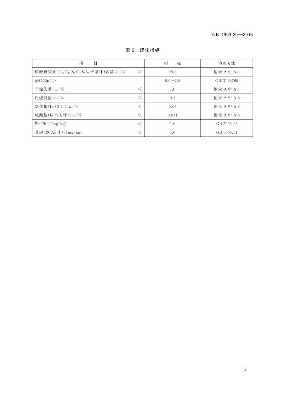 GB 1903.20-2016 食品安全国家标准 食品营养强化剂 硝酸硫胺素.pdf_第3页