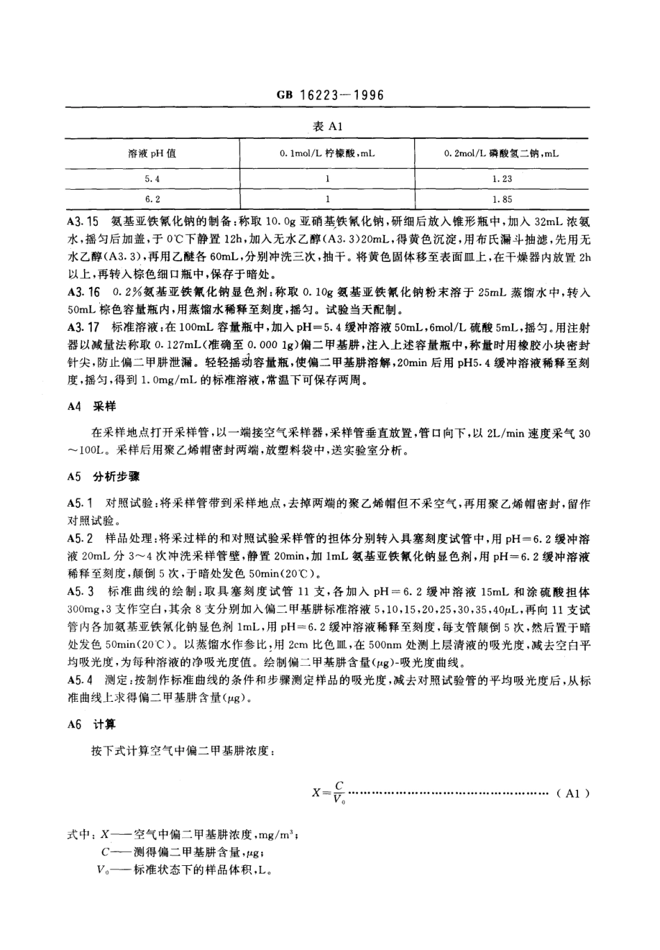 GB 16223-1996 车间空气中偏二甲基肼卫生标准.pdf_第3页