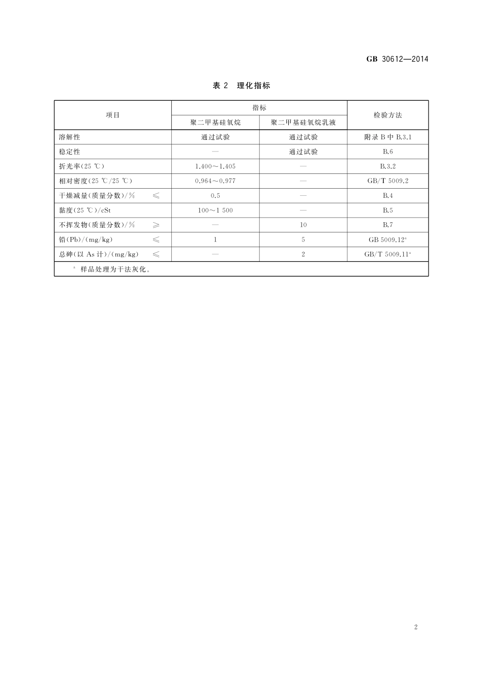 GB 30612-2014 食品安全国家标准 食品添加剂 聚二甲基硅氧烷及其乳液（含第1号修改单）.pdf_第3页