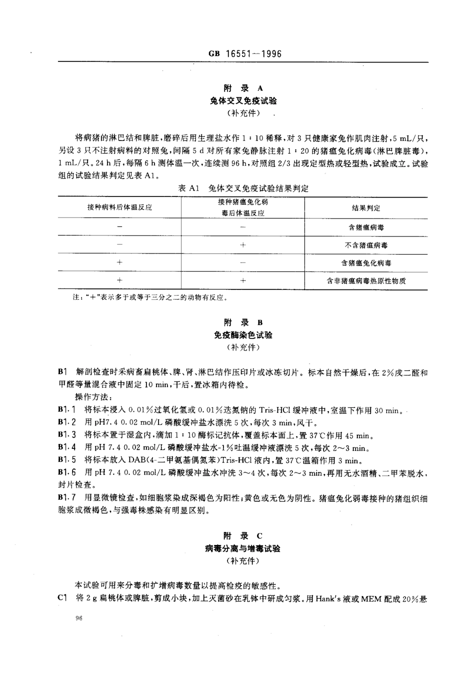 GB 16551-1996 猪瘟检疫技术规范.pdf_第3页
