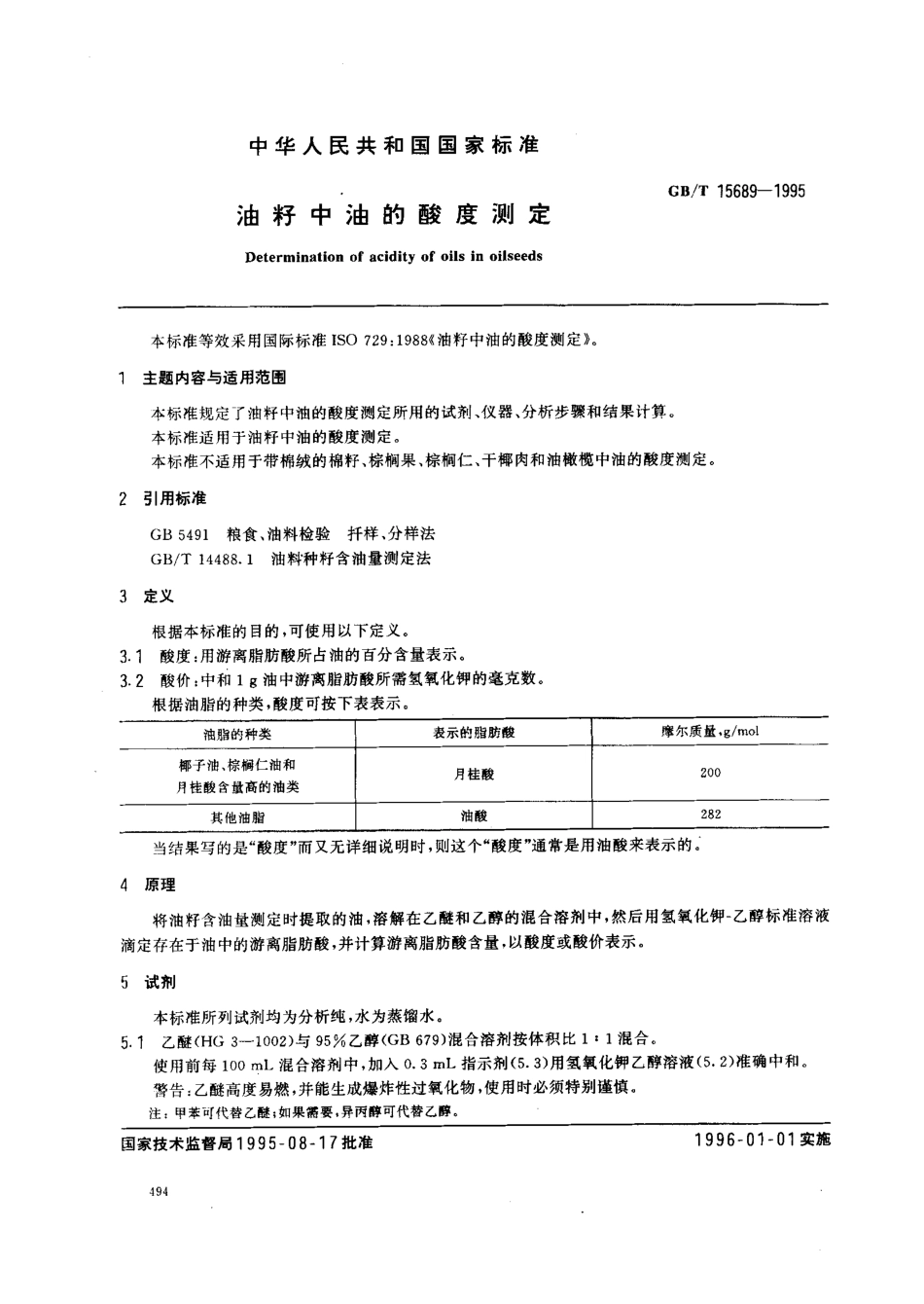 GBT 15689-1995 油籽中油的酸度测定.pdf_第1页