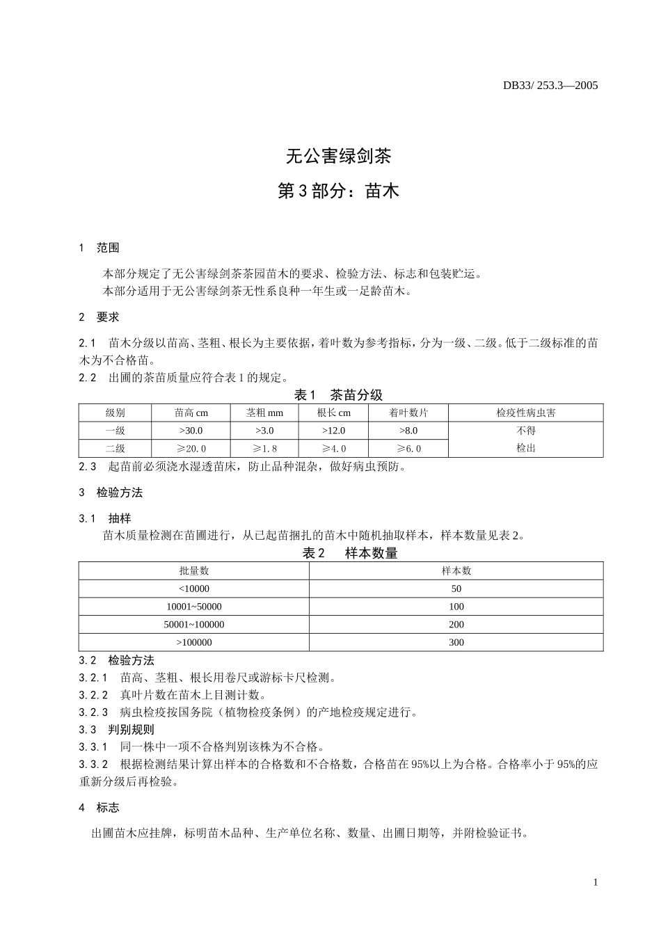 DB33 253.3-2005 无公害绿剑茶 第3部分：苗木.doc_第3页