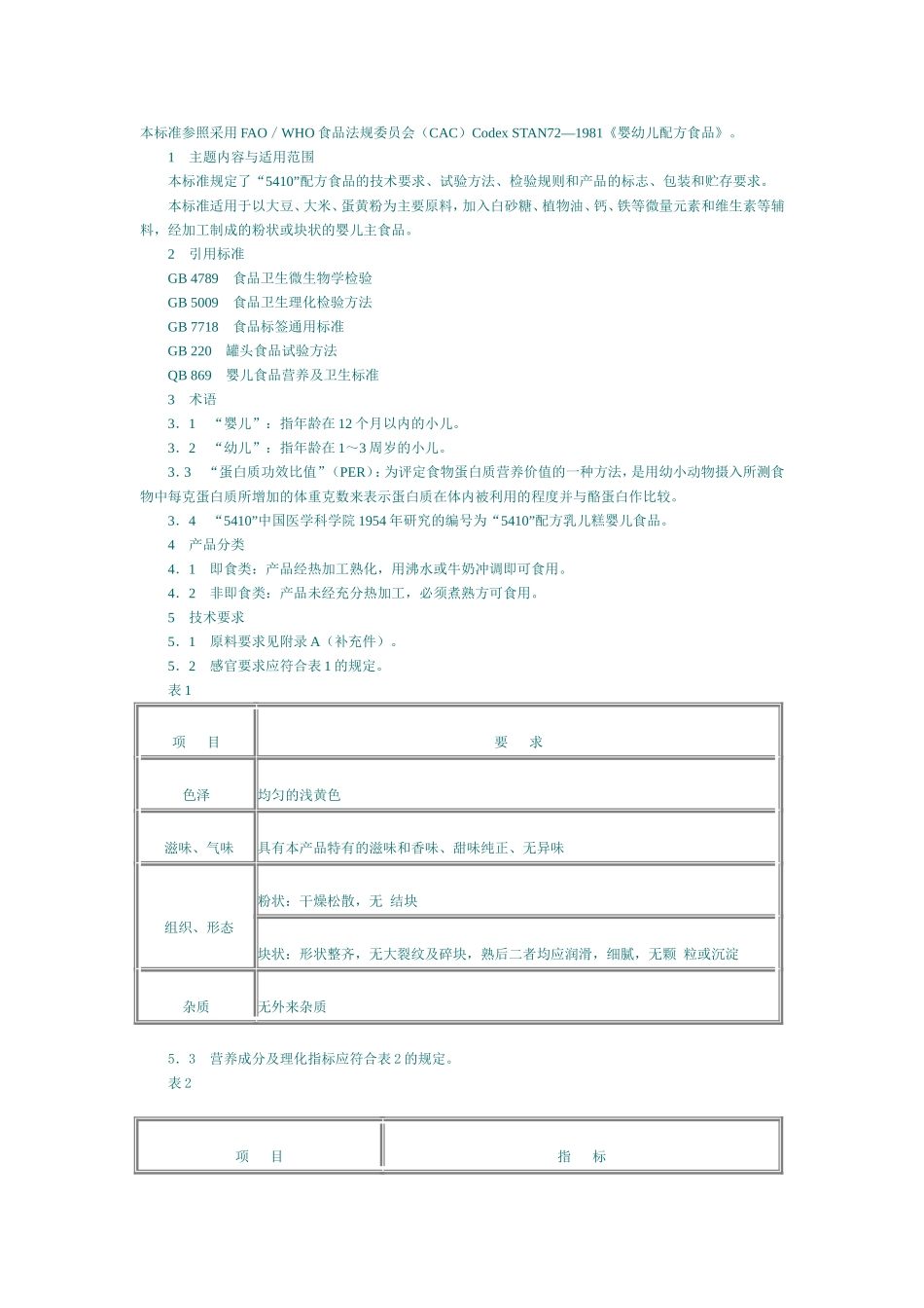 GB 10768-1989 婴幼儿食品 “5410”配方食品.doc_第1页