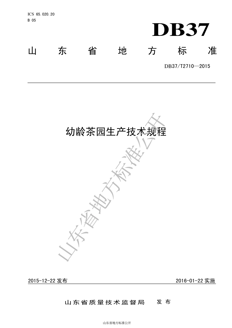 DB37T 2710-2015 幼龄茶园生产技术规程.pdf_第1页