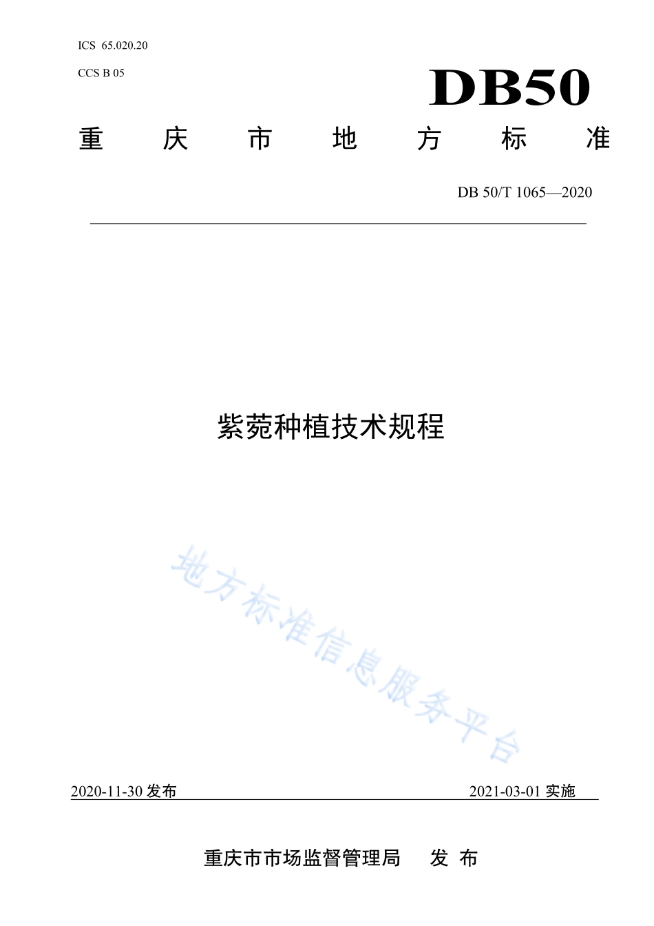 DB50T 1065-2020 紫苑种植技术规程.pdf_第1页