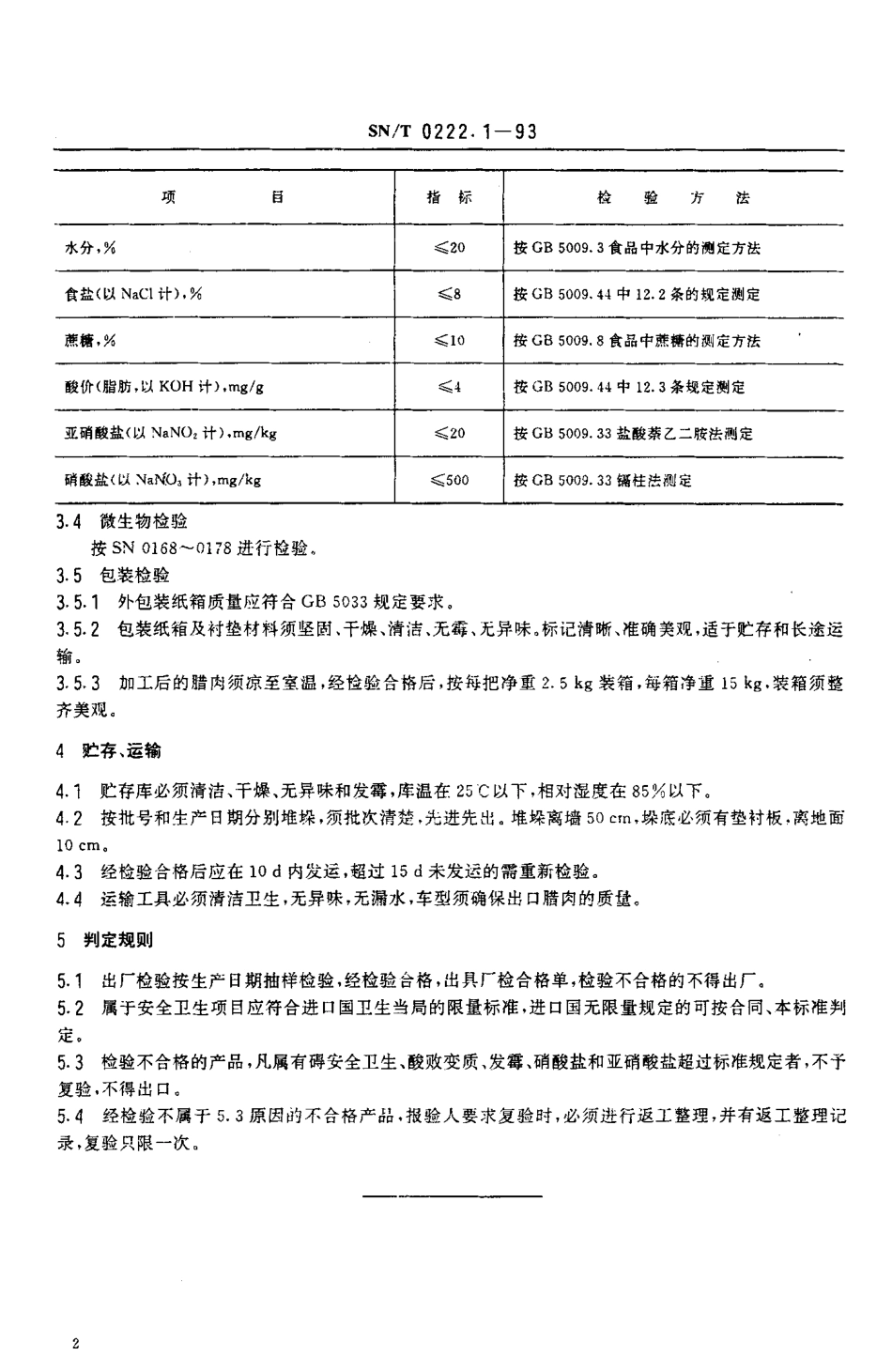SNT 0222.1-1993 出口腊肉检验规程.pdf_第3页