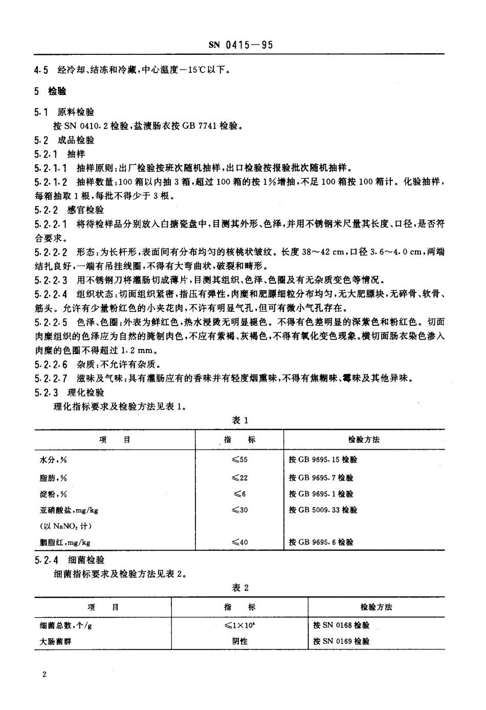 SN 0415-1995 出口猪肉灌肠检验规程.pdf_第3页
