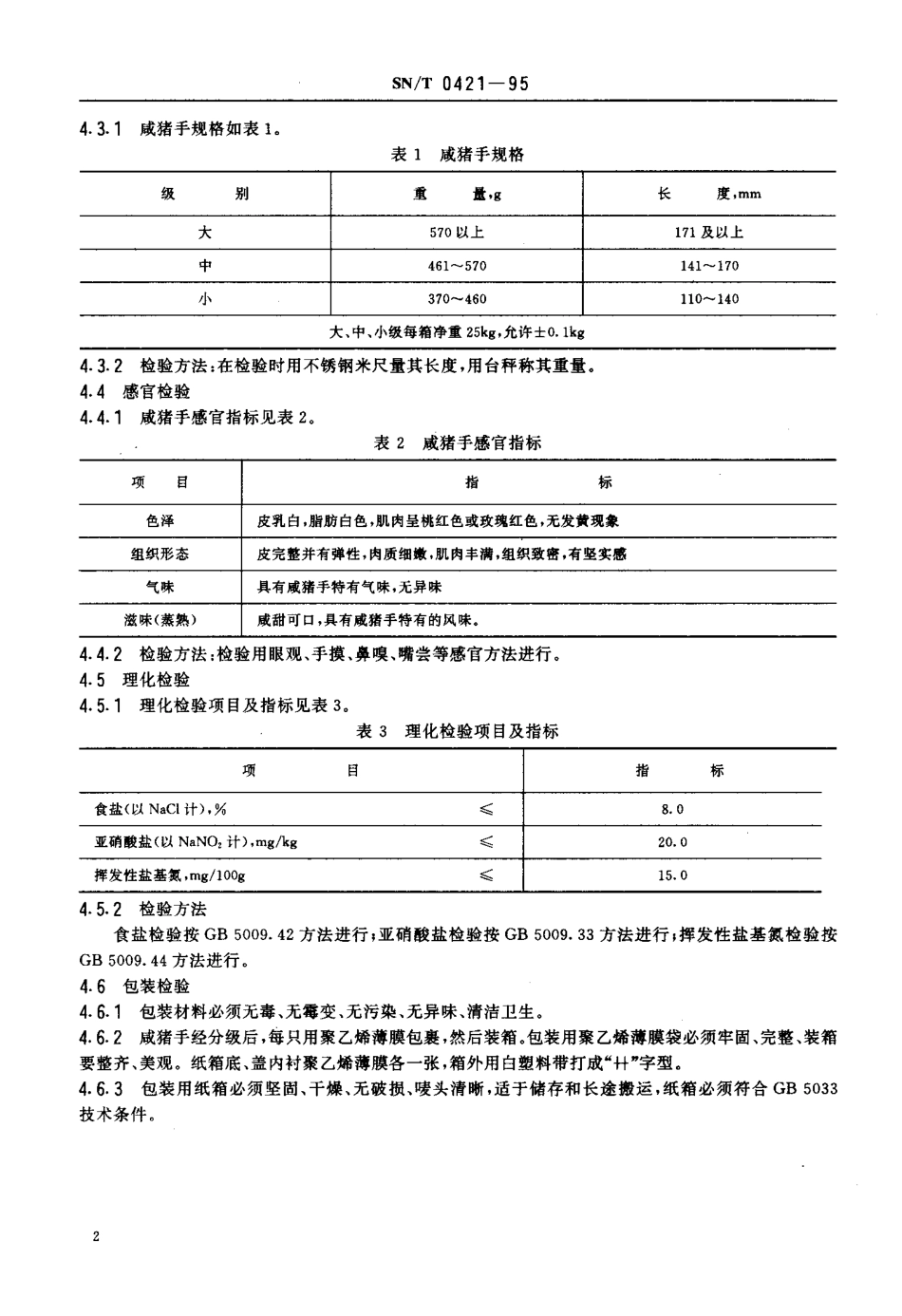 SNT 0421-1995 出口咸猪手检验规程.pdf_第3页