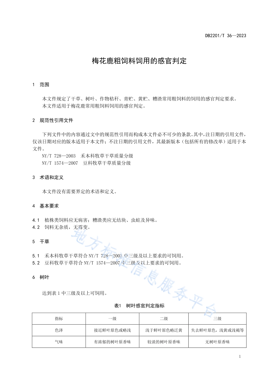 DB2201T 36-2023 梅花鹿粗饲料饲用的感官判定.pdf_第3页