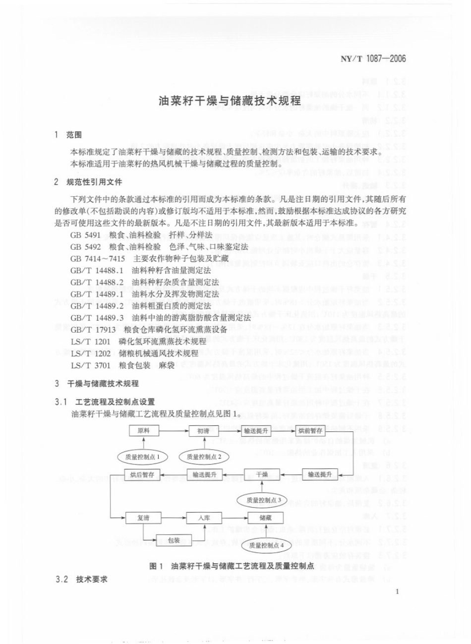NYT 1087-2006 油菜籽干燥与储藏技术规程.pdf_第3页