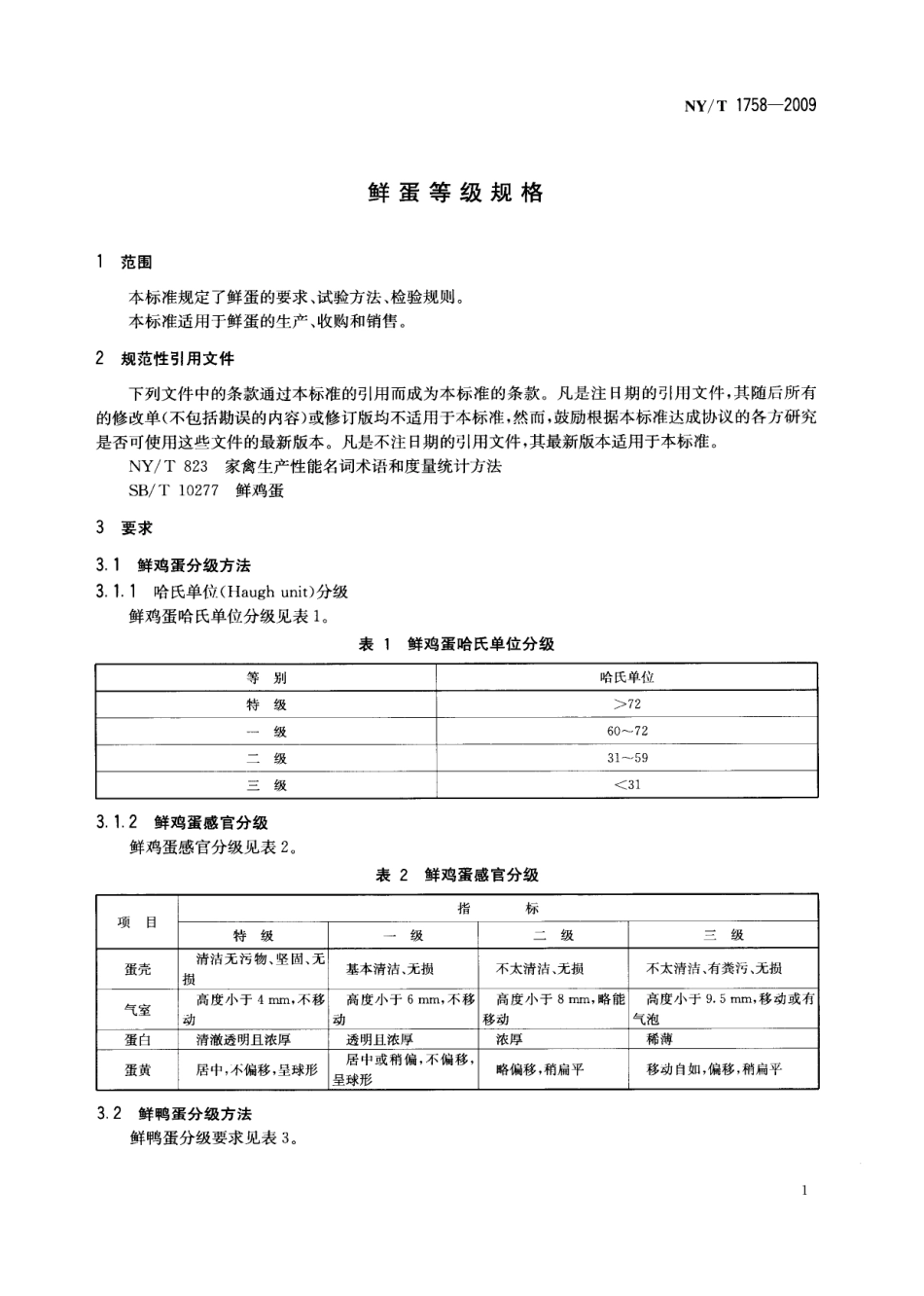 NYT 1758-2009 鲜蛋等级规格.pdf_第3页
