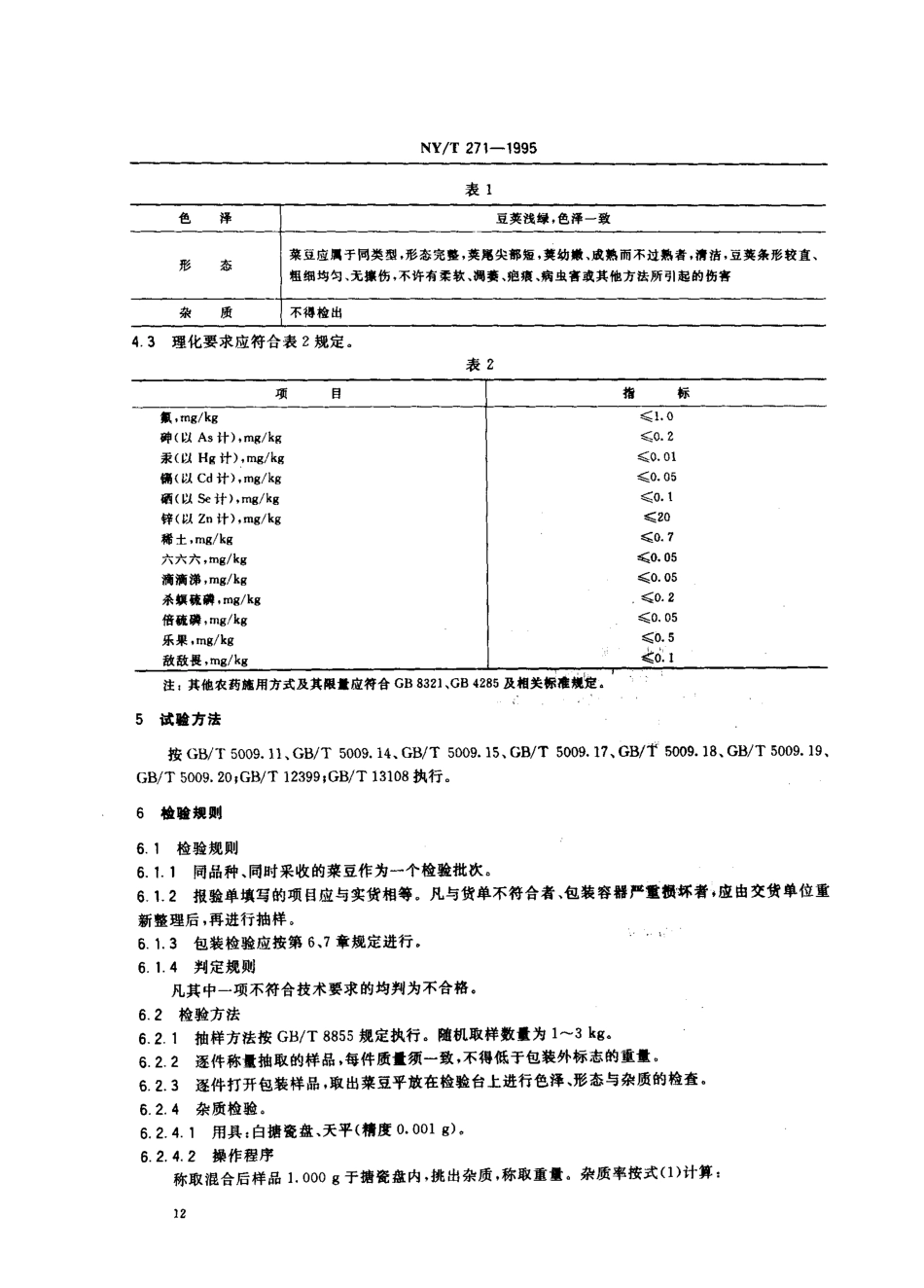 NYT 271-1995 绿色食品 菜豆.pdf_第2页