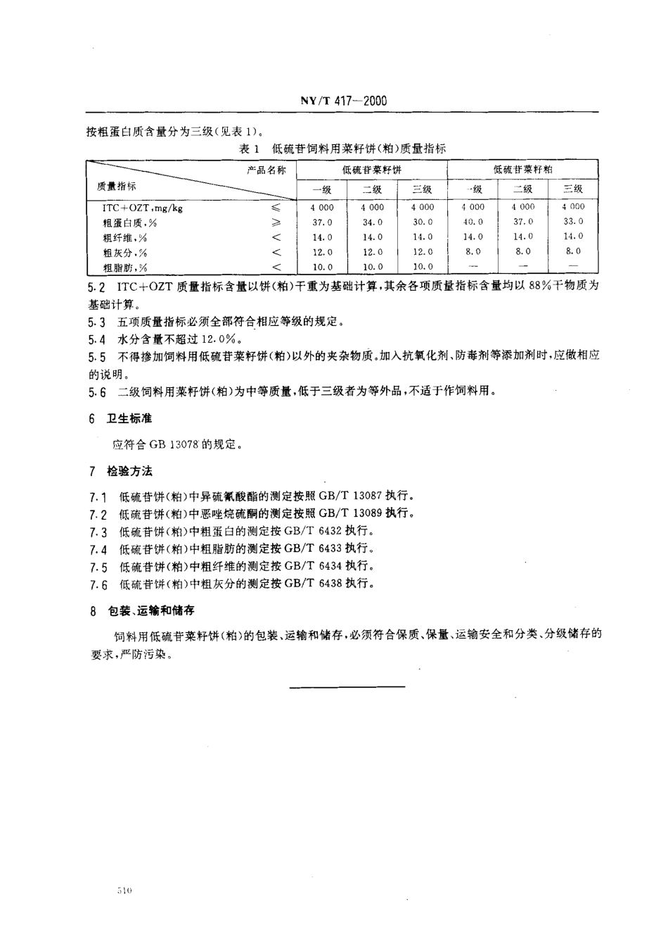 NYT 417-2000 饲料用低硫苷菜籽饼(粕).pdf_第3页