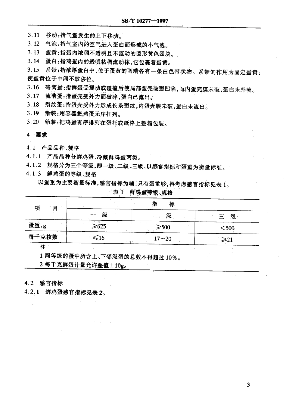 SBT 10277-1997 鲜鸡蛋.pdf_第3页