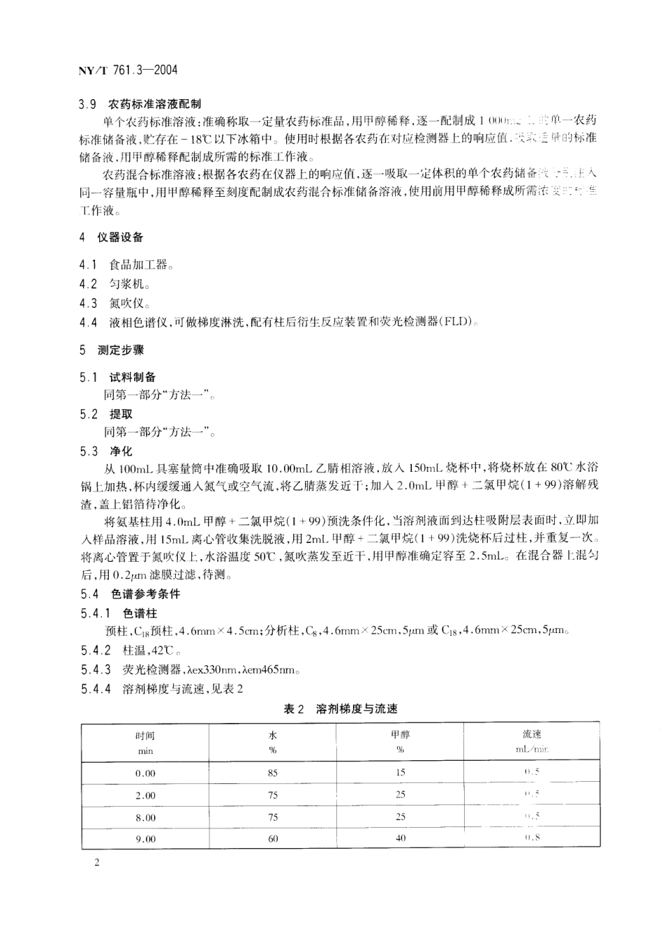 NYT 761.3-2004 蔬菜和水果中有机磷、有机氯、拟除虫菊酯和氨基甲酸酯类农药多残留检测方法 第3部分 蔬菜和水果中氨基甲酸酯类农药多残留检验方法.pdf_第3页