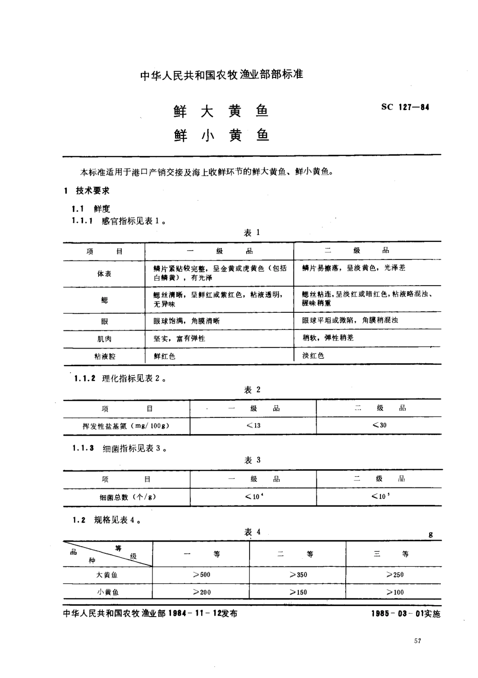 SC 127-1984 鲜大黄鱼鲜小黄鱼.pdf_第1页
