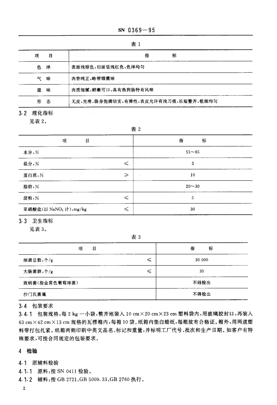 SN 0369-1995 出口热狗肠检验规程.pdf_第3页
