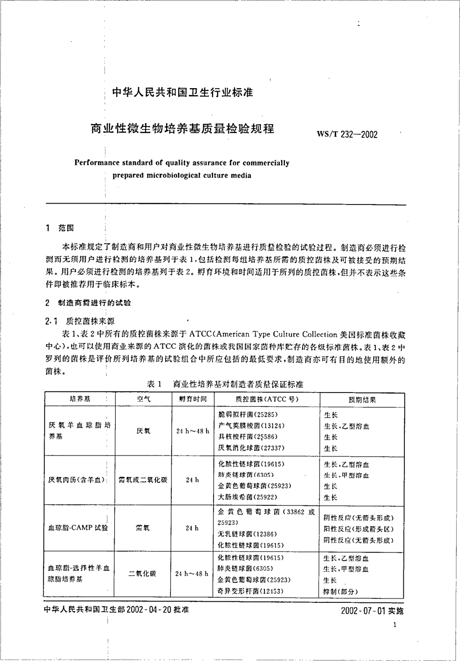WST 232-2002 商业性微生物培养基质量检验规程.pdf_第3页