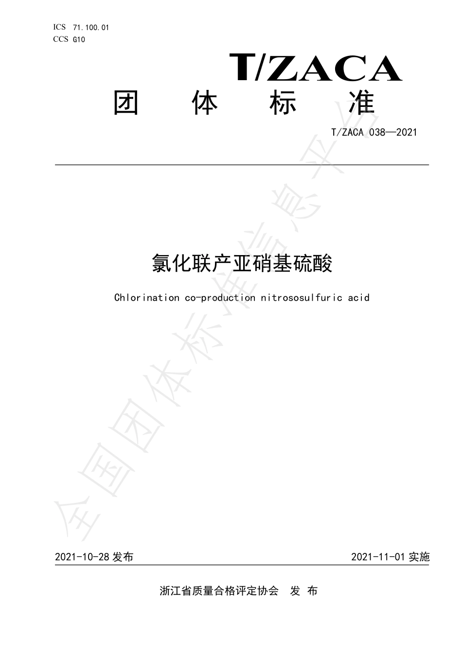 TZACA 038-2021 氯化联产亚硝基硫酸.pdf_第1页