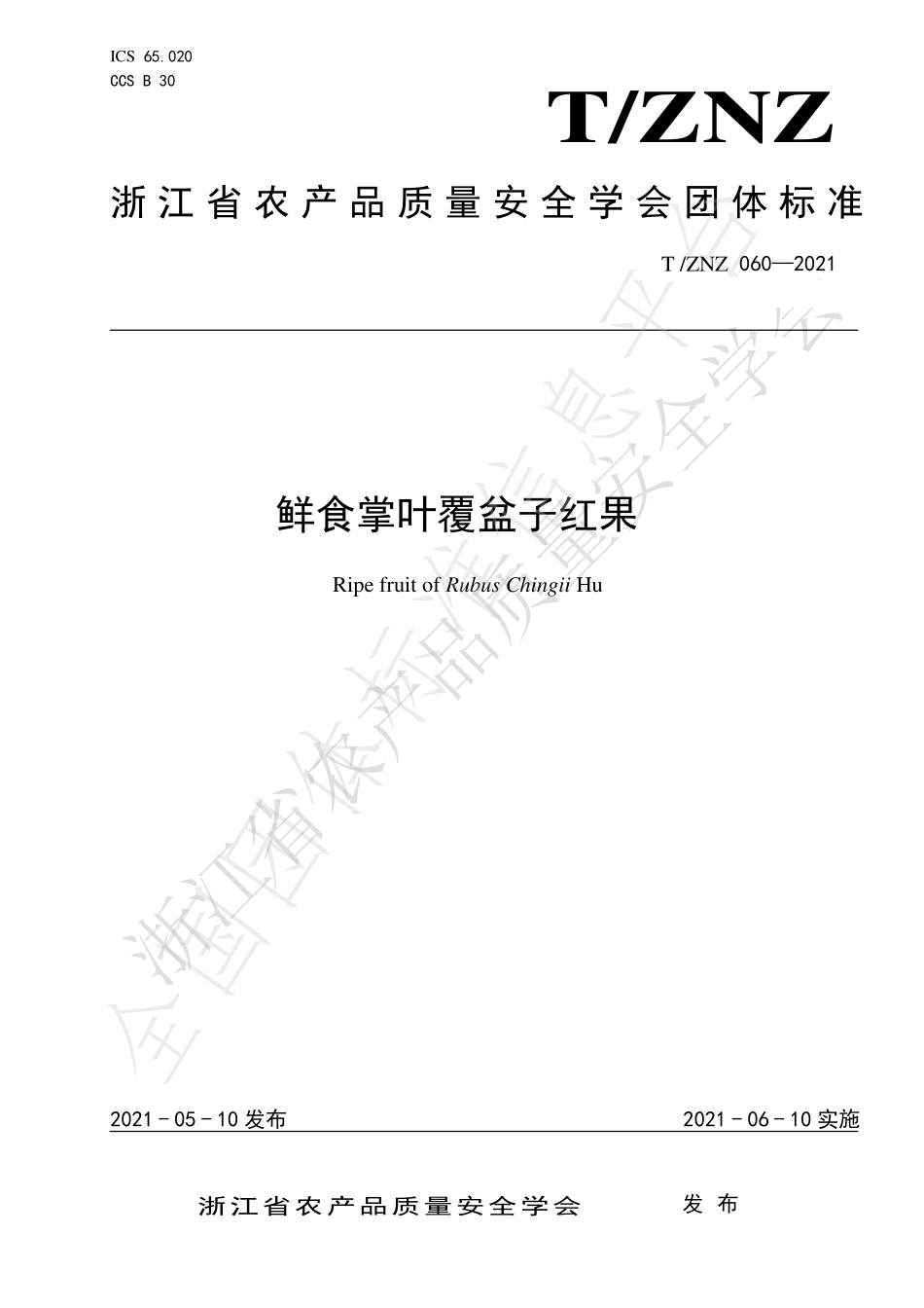 TZNZ 060-2021 鲜食掌叶覆盆子红果.pdf_第1页