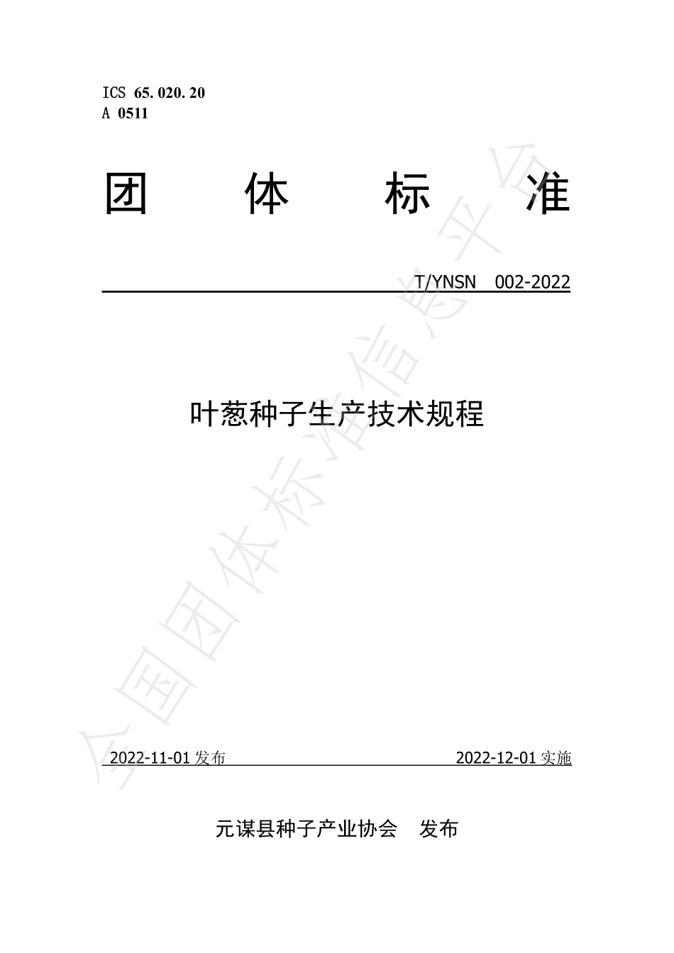 TYNSN 002-2022 叶葱种子生产技术规程.pdf_第1页