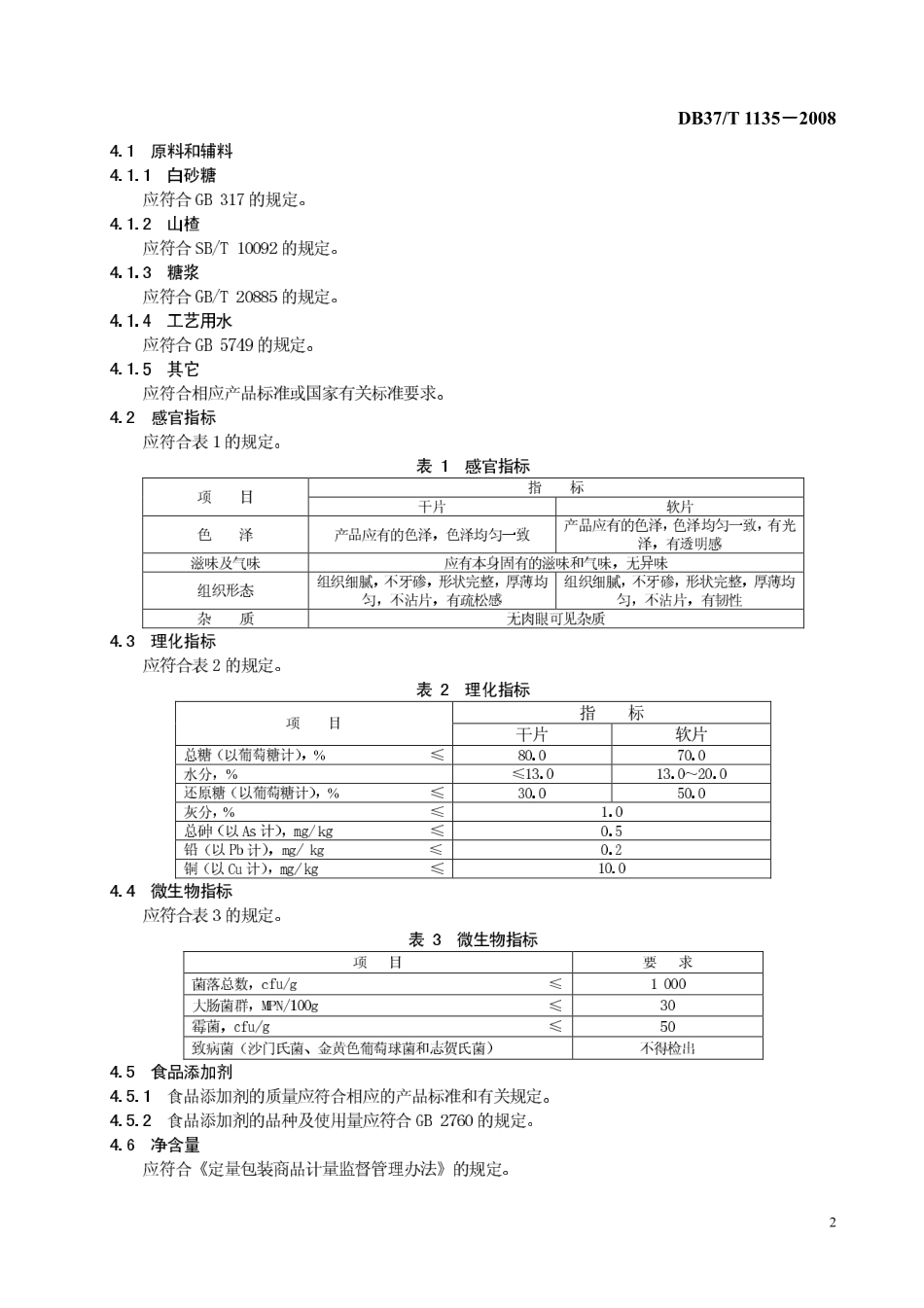 DB37T 1135-2008 山楂饼通用技术条件.pdf_第2页