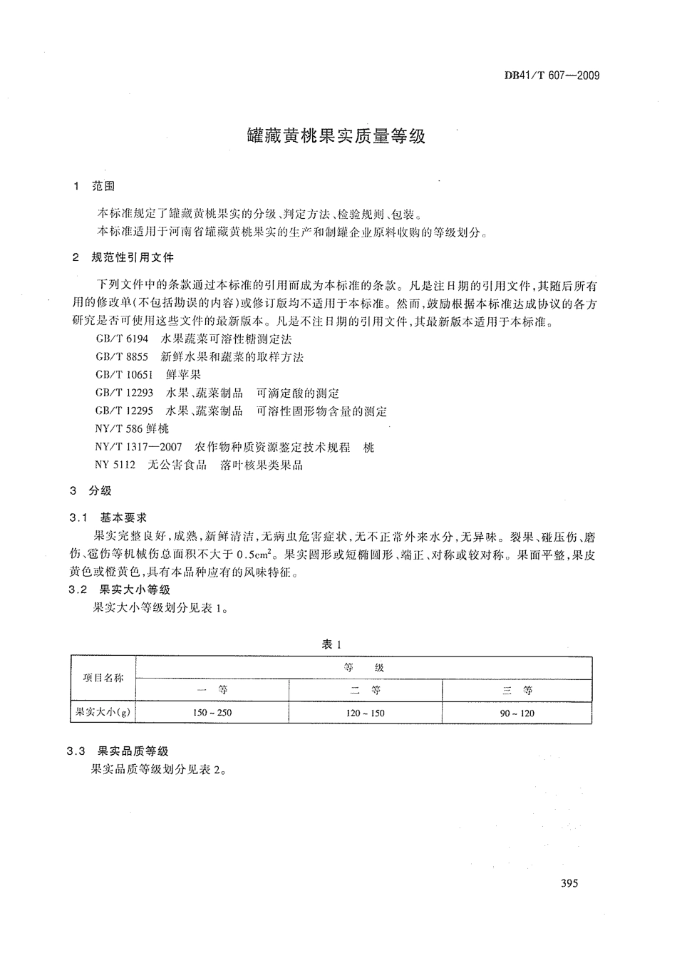 DB41T 607-2009 罐藏黄桃果实质量等级.pdf_第3页