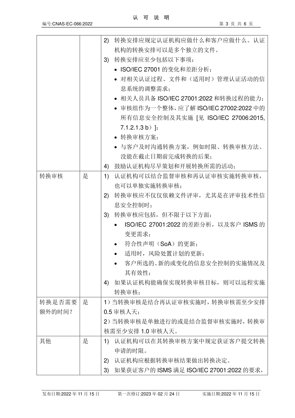 CNAS-EC-066-2022 关于ISOIEC 270012022认证标准换版的认可转换说明(2023第一次修订版).pdf_第3页