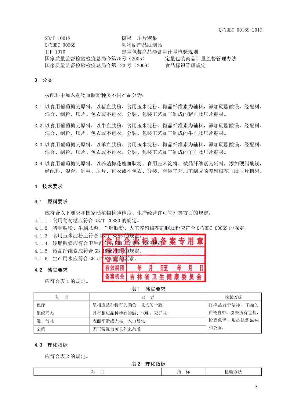 QYBBC 0016 S-2019 动物血肽压片糖果.pdf_第3页