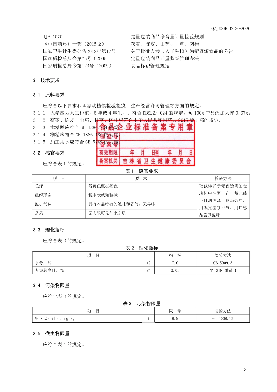 QJSSH 0022 S-2020 茯苓陈皮固体饮料.pdf_第3页