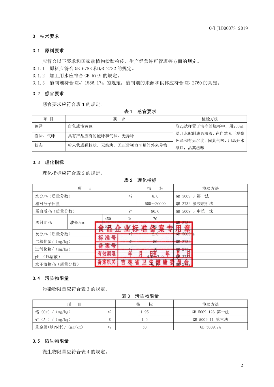 QLJLD 0007 S-2019 水解胶原蛋白（固体饮料）.pdf_第3页