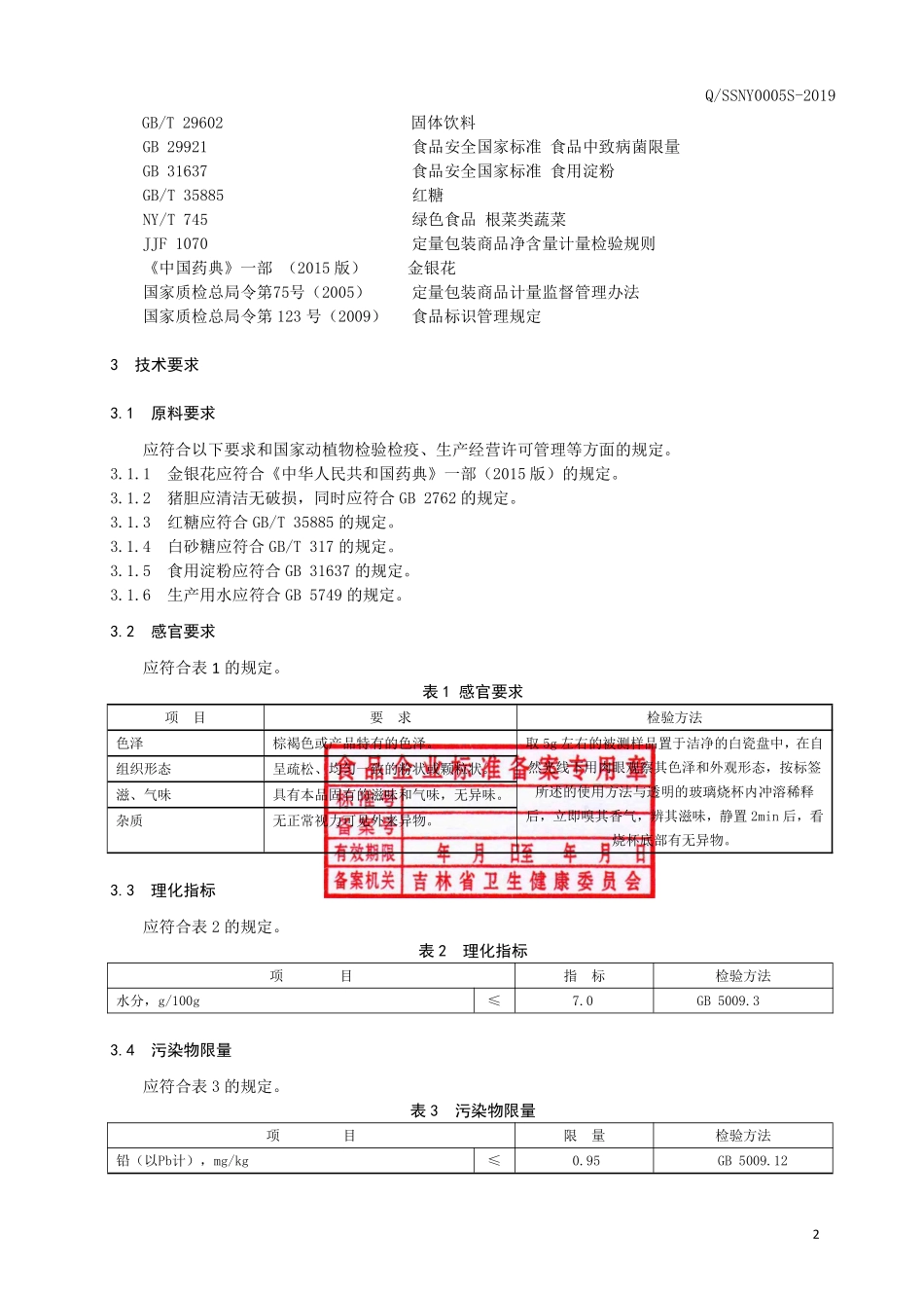 QSSNY 0005 S-2019 金银花猪胆粉（固体饮料）.pdf_第3页