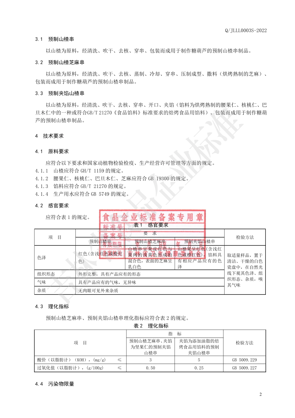 QJLLL 0003 S-2022 预制山楂串制品.pdf_第3页