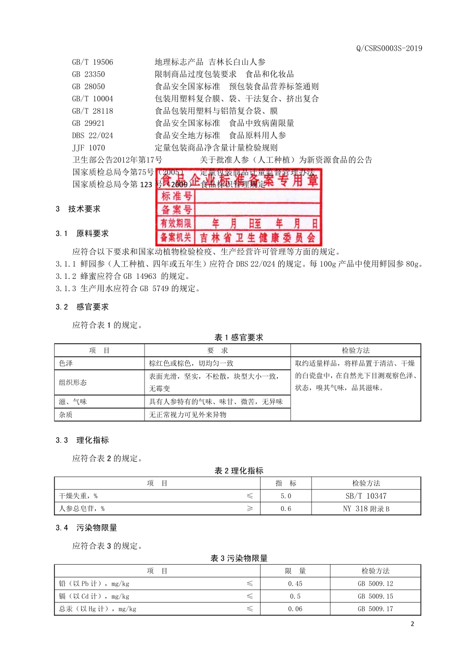 QCSRS 0003 S-2019 人参蜜片（压片糖果）.pdf_第3页