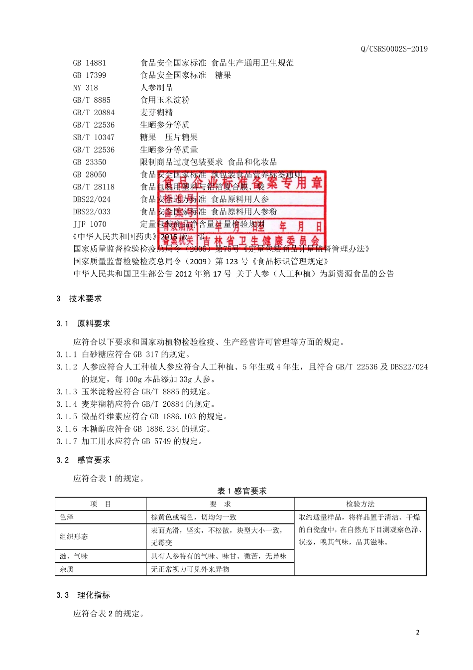 QCSRS 0002 S-2019 人参粉片（压片糖果）.pdf_第3页