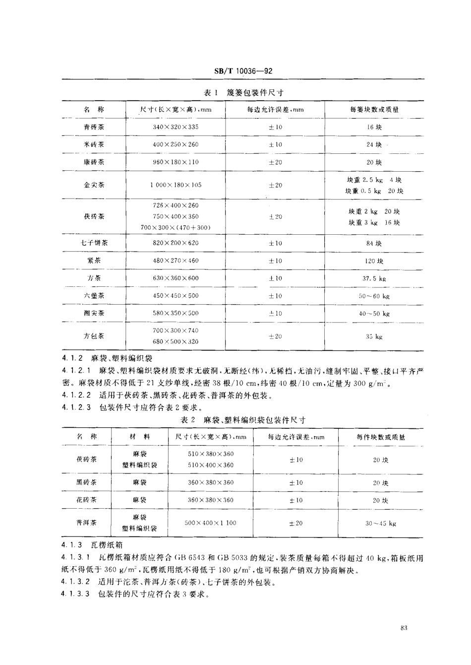 SBT 10036-1992 紧压茶运输包装.pdf_第2页