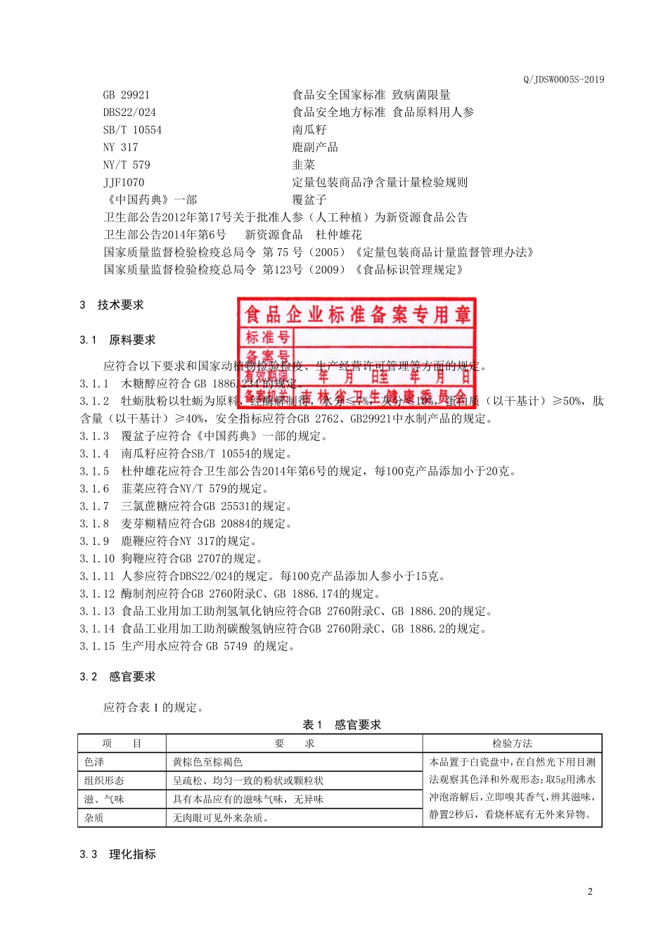 QJDSW 0005 S-2019 鹿鞭牡蛎肽粉固体饮料.pdf_第3页