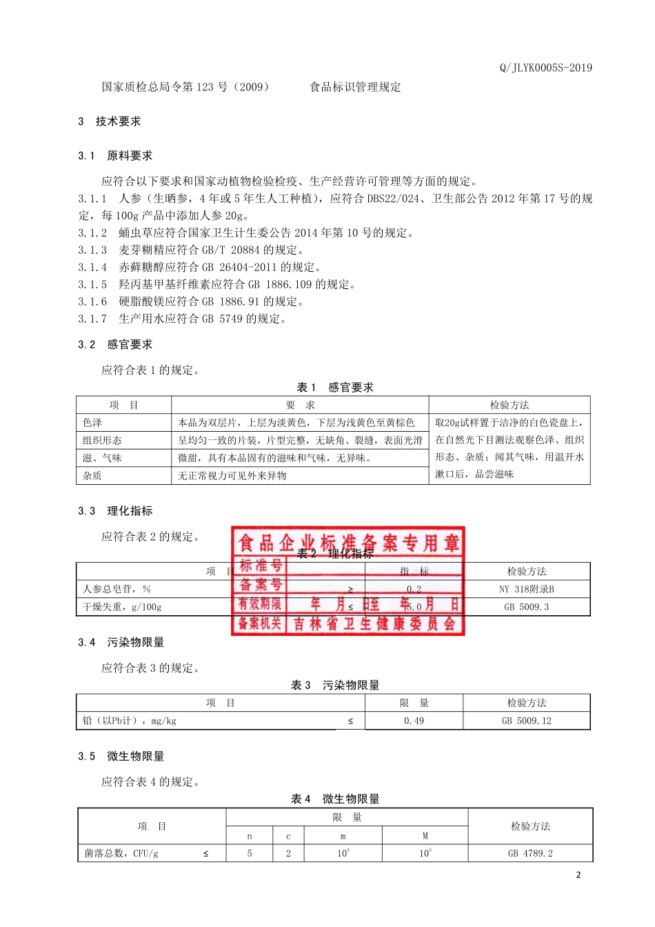 QJLYK 0005 S-2019 人参虫草片（压片糖果）.pdf_第3页
