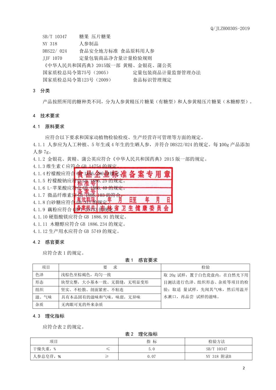 QJLZH 0030 S-2019 人参黄精压片糖果.pdf_第3页