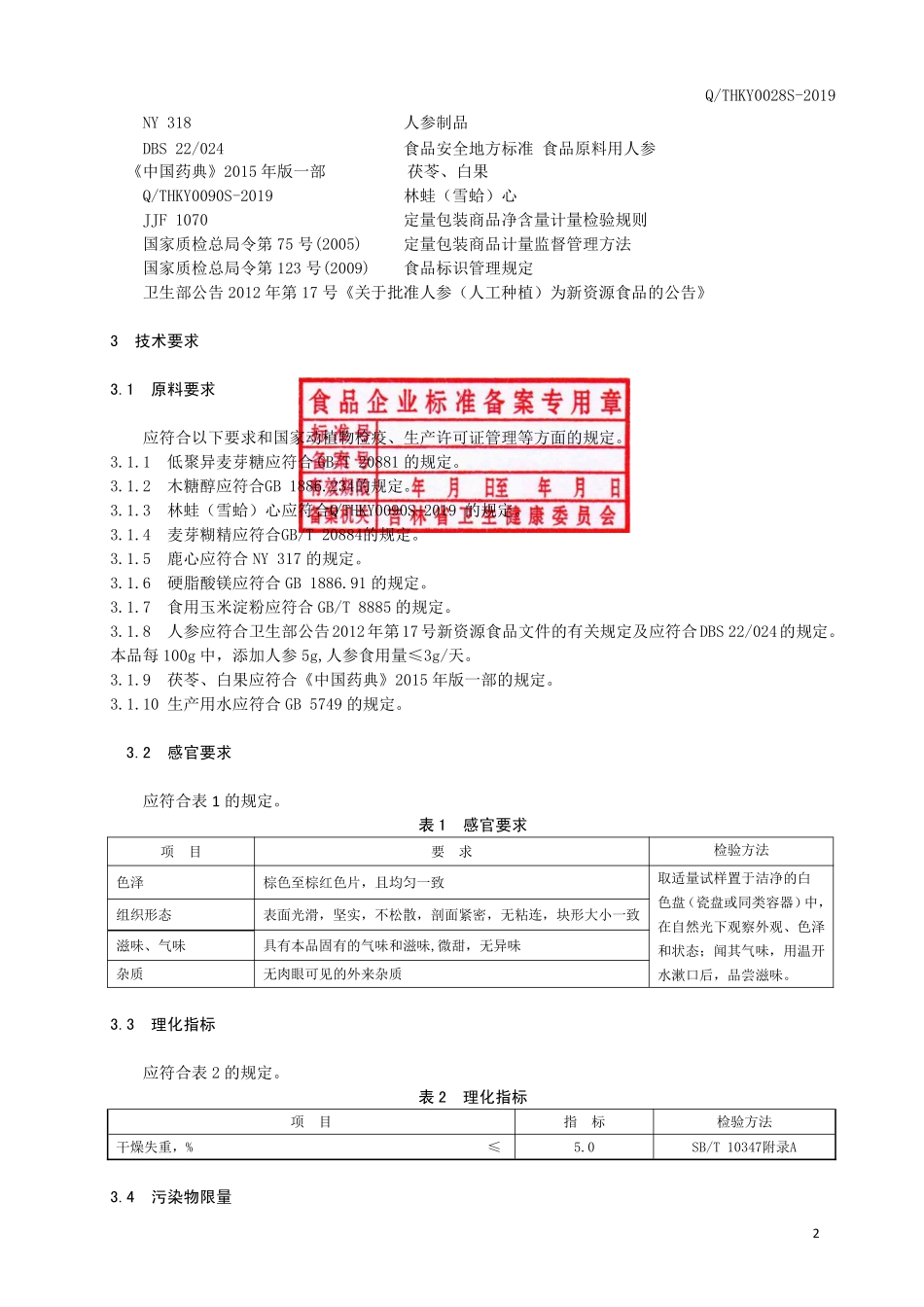 QTHKY 0028 S-2019 林蛙（雪蛤）心片（压片糖果）.pdf_第3页