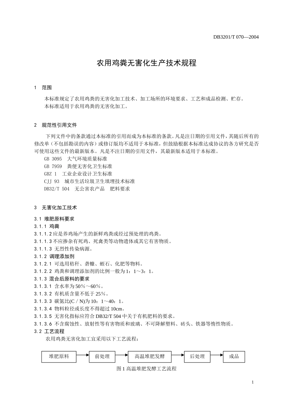 DB3201T 070-2004 无公害农产品 农用鸡粪生产技术规程.doc_第3页