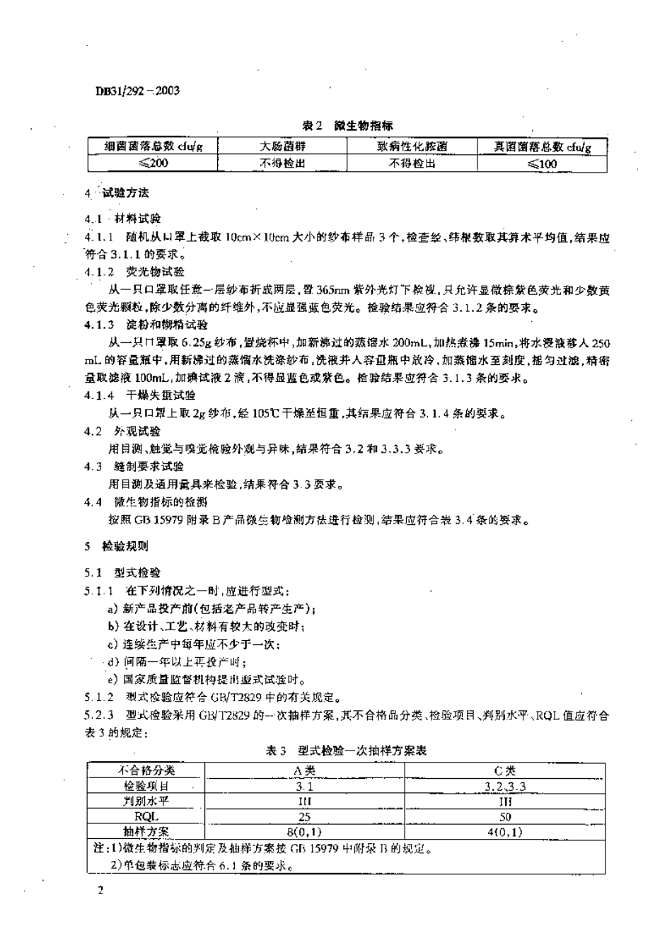 DB 31 292-2003防护用纱布口罩.pdf_第3页