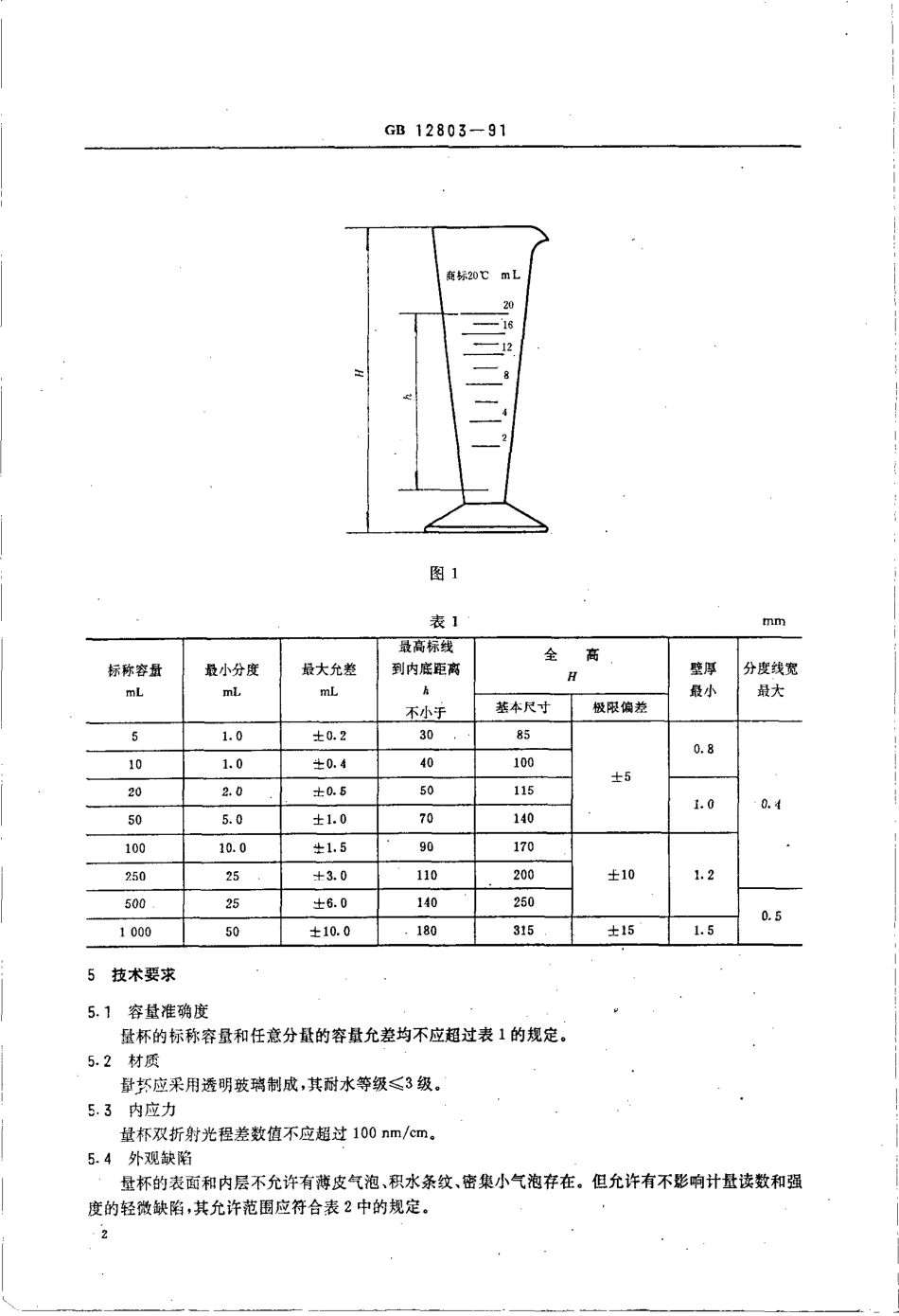 GB 12803-1991 实验室玻璃仪器 量杯.pdf_第2页