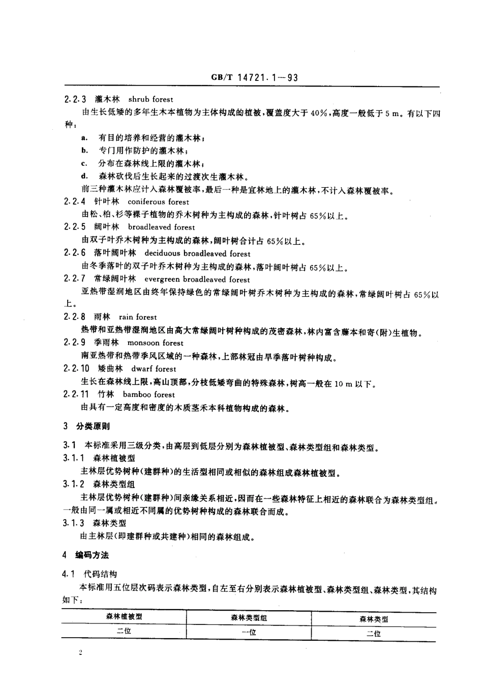 GB-T 14721.1-1993 林业资源分类与代码 森林类别.pdf_第2页