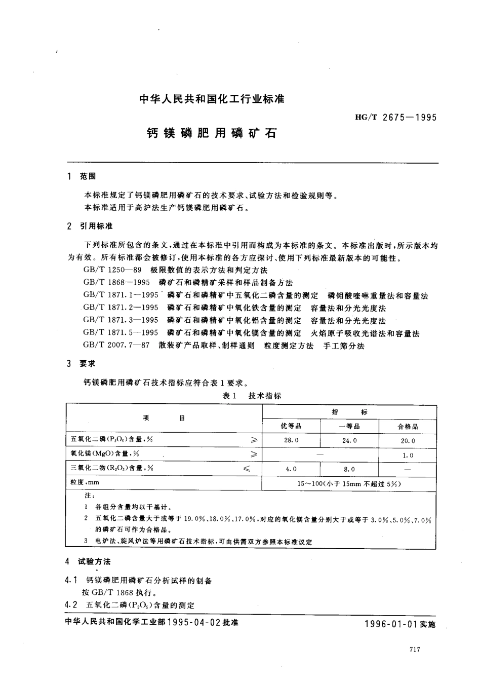 HGT 2675-1995 钙镁磷肥用磷矿石.pdf_第2页